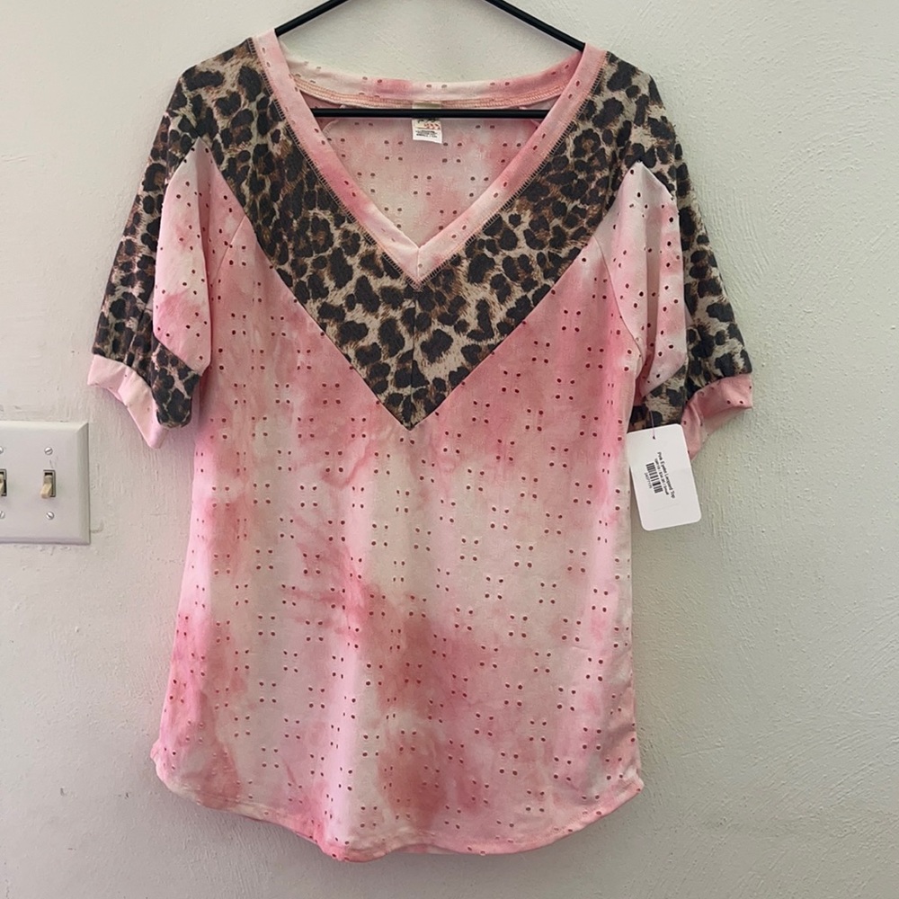 Leopard eyelet dye blouse small